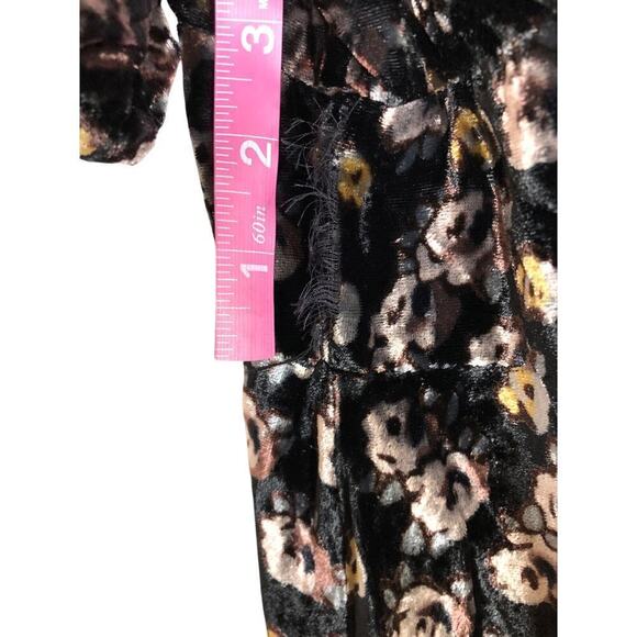 Sea New York Valerie Dress Floral Velvet Puff Sleeve V-Neck Back Tie Black 6 - Picture 5 of 12